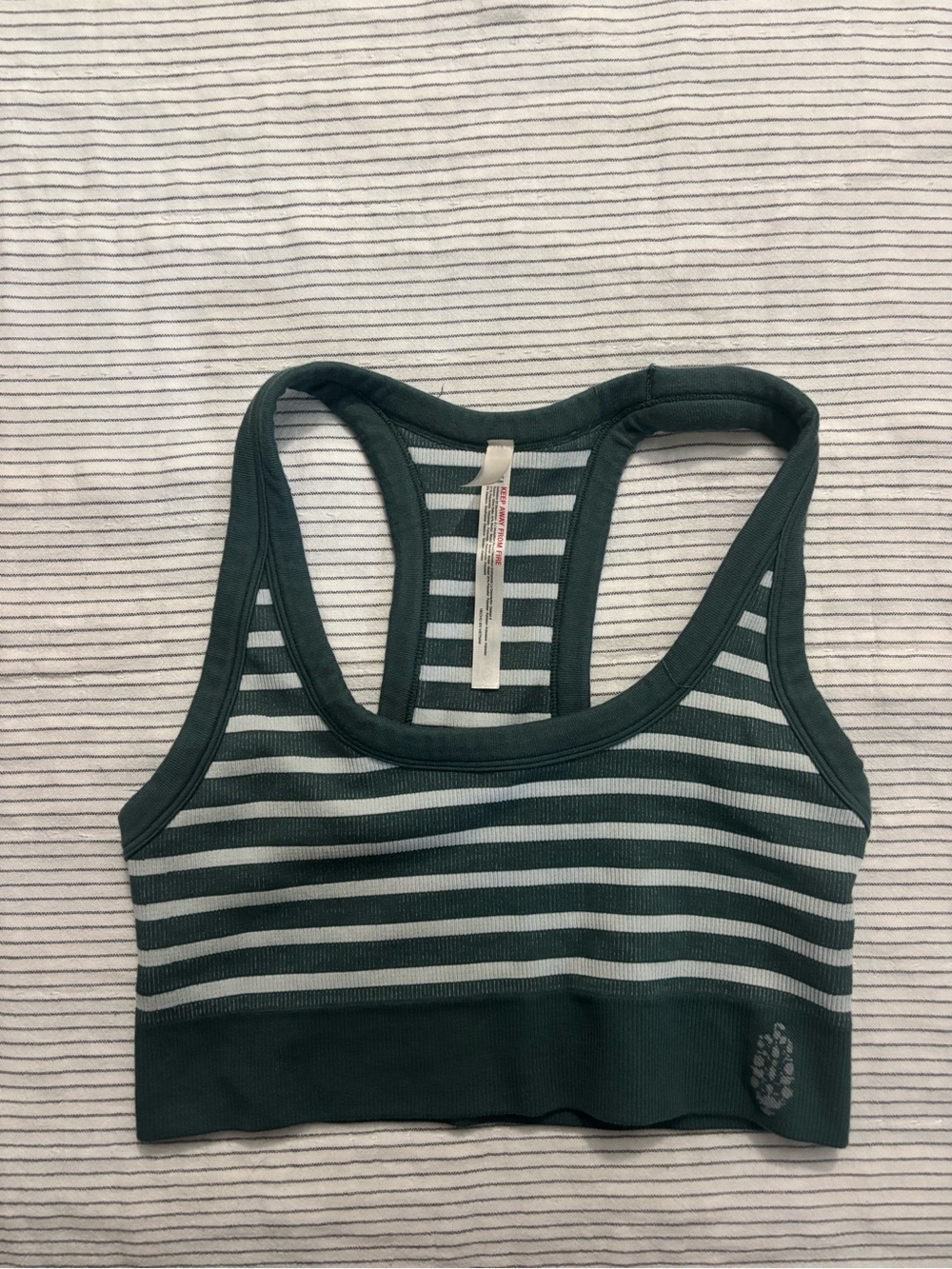 FP Movement by Free People Striped Racerback Crop - Dark Green & Light Grey